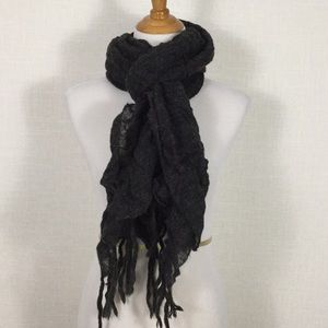 Charcoal grey wool-blend scarf - warm and light